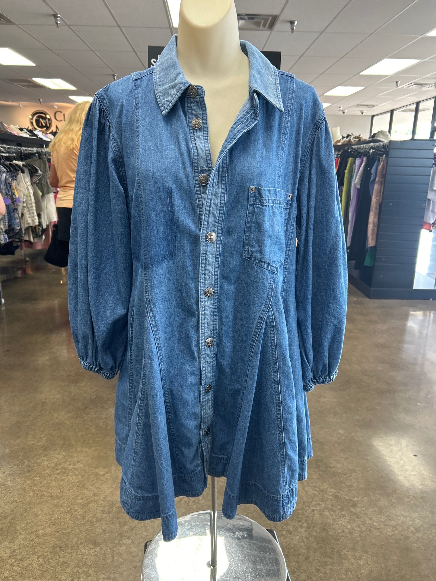 Dress Casual Short By Free People In Blue Denim, Size:Xs