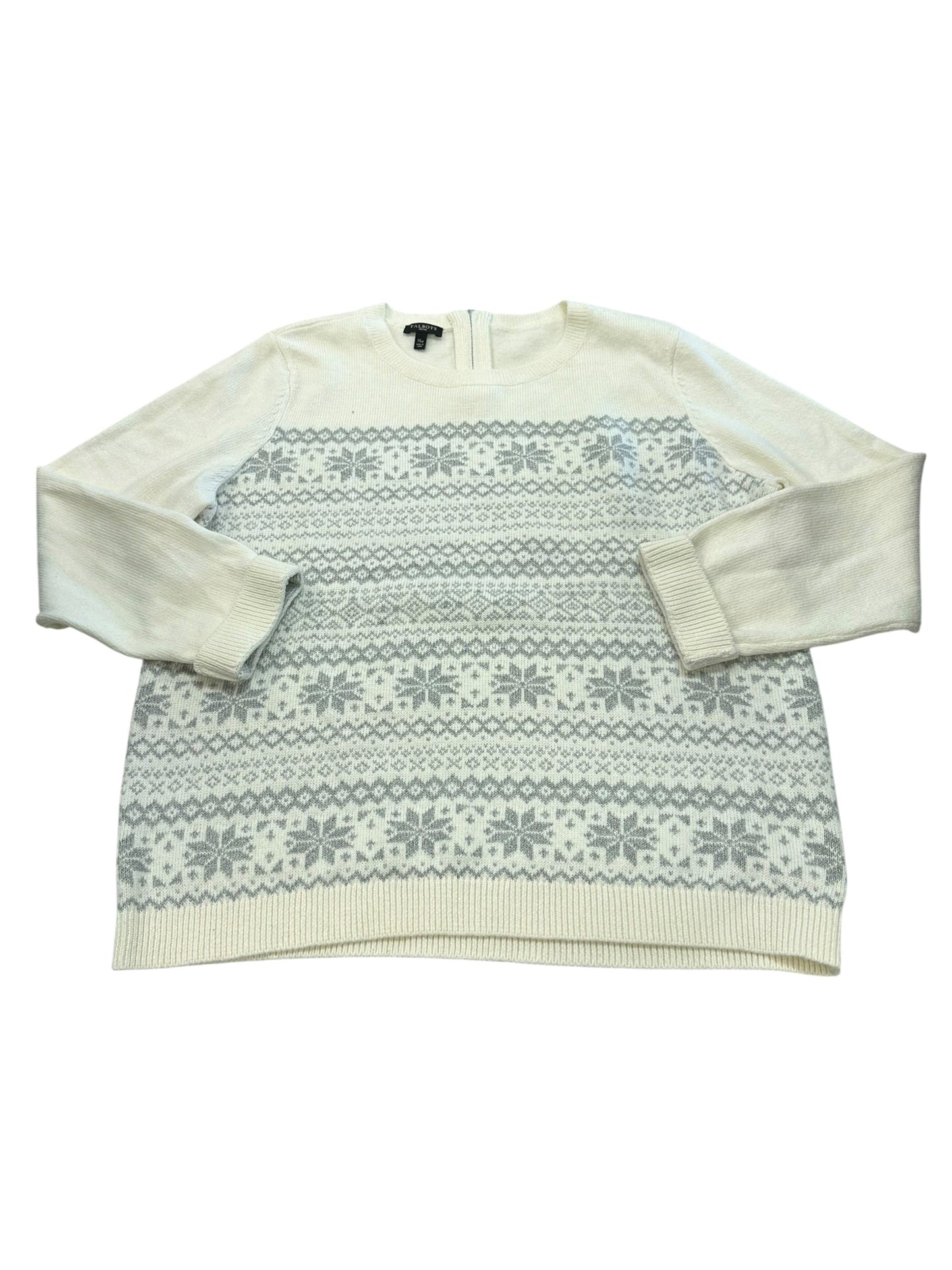 Sweater By Talbots In Grey & White, Size:Xl