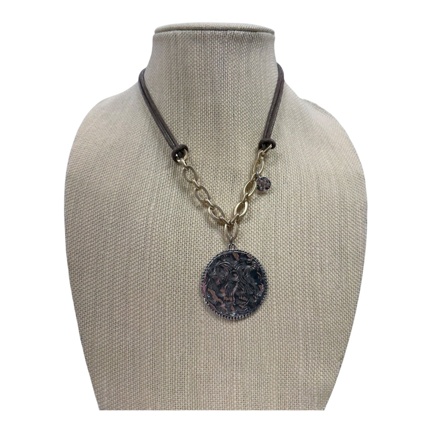 Necklace Pendant By Chicos In Brown & Silver