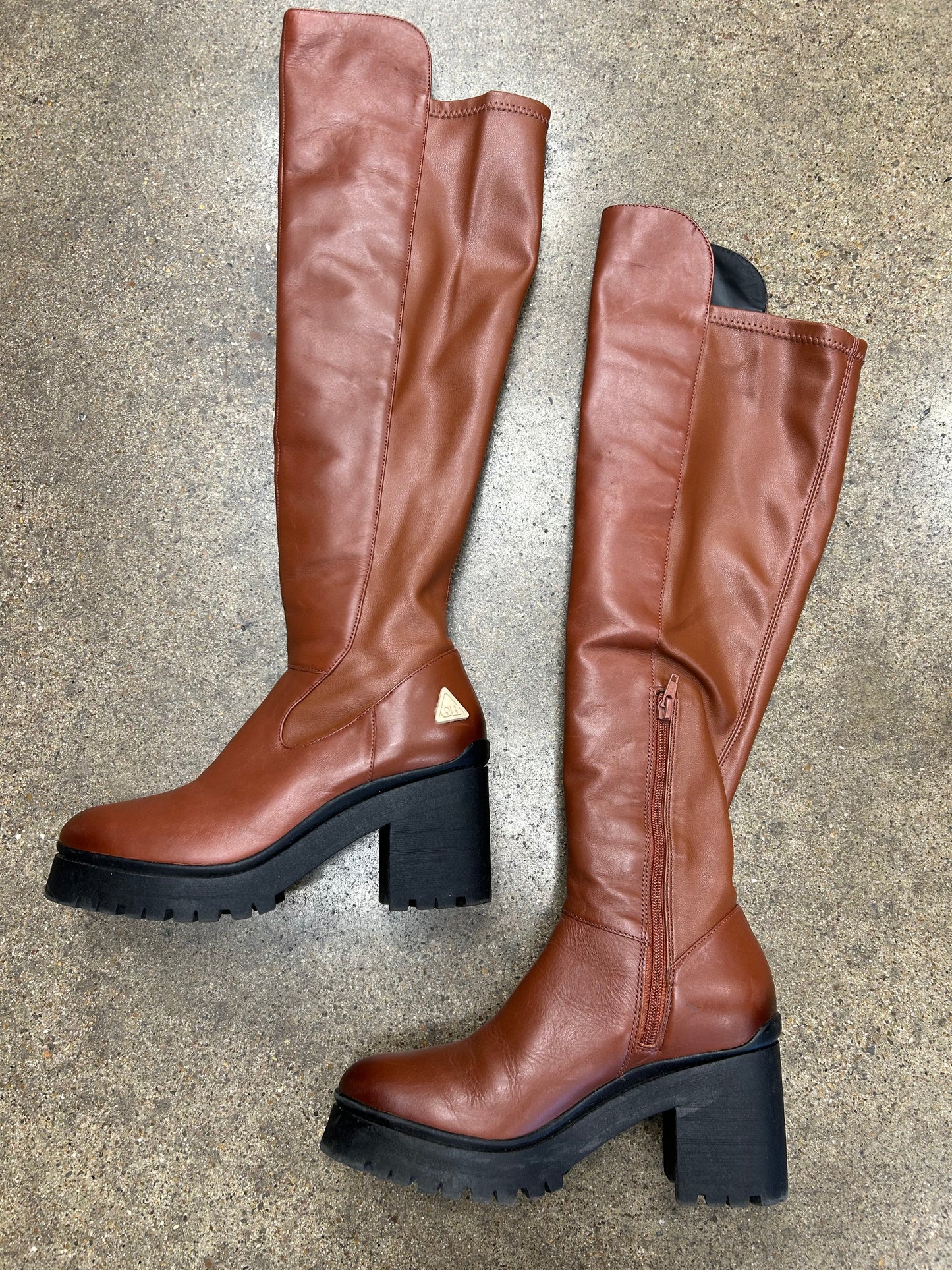 Boots Knee Heels By Gianni Bini In Brown, Size:7