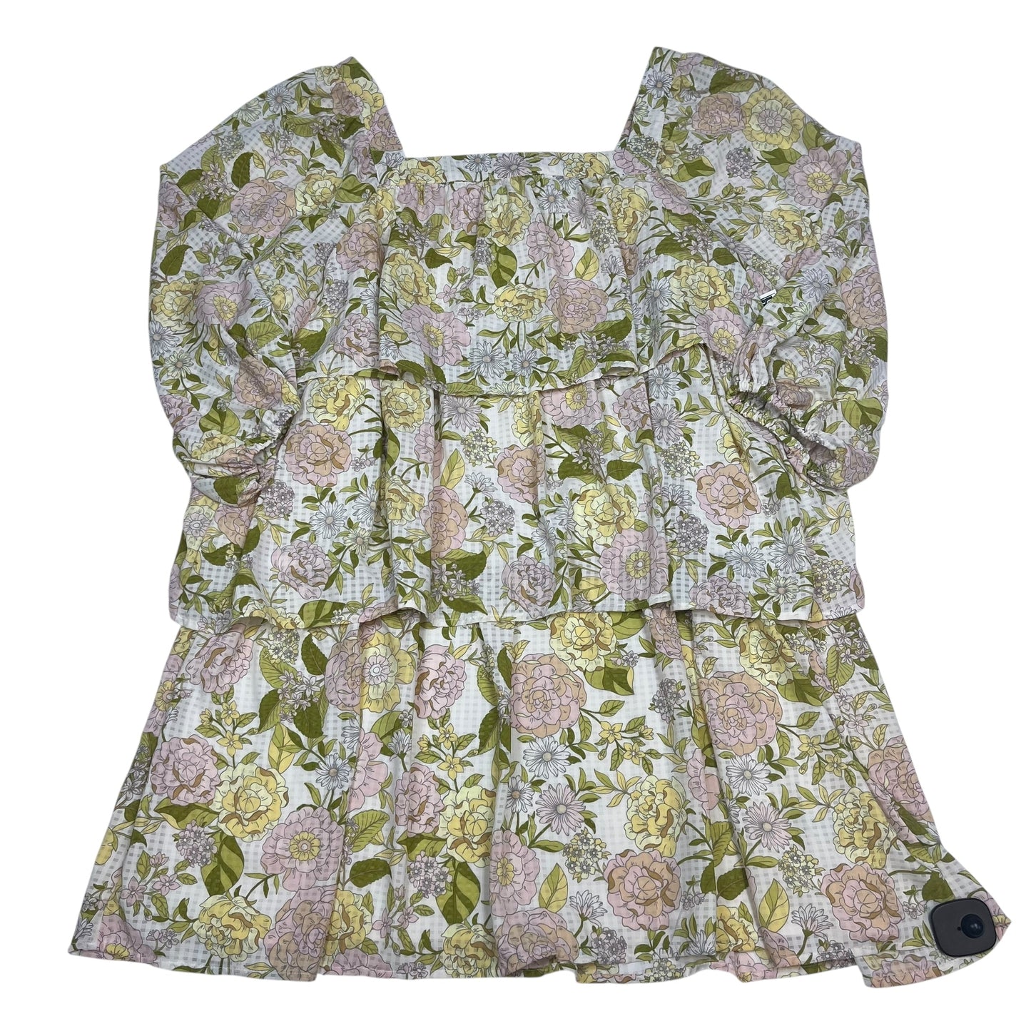 Dress Casual Short By Who What Wear In Cream & Green, Size:Xxl