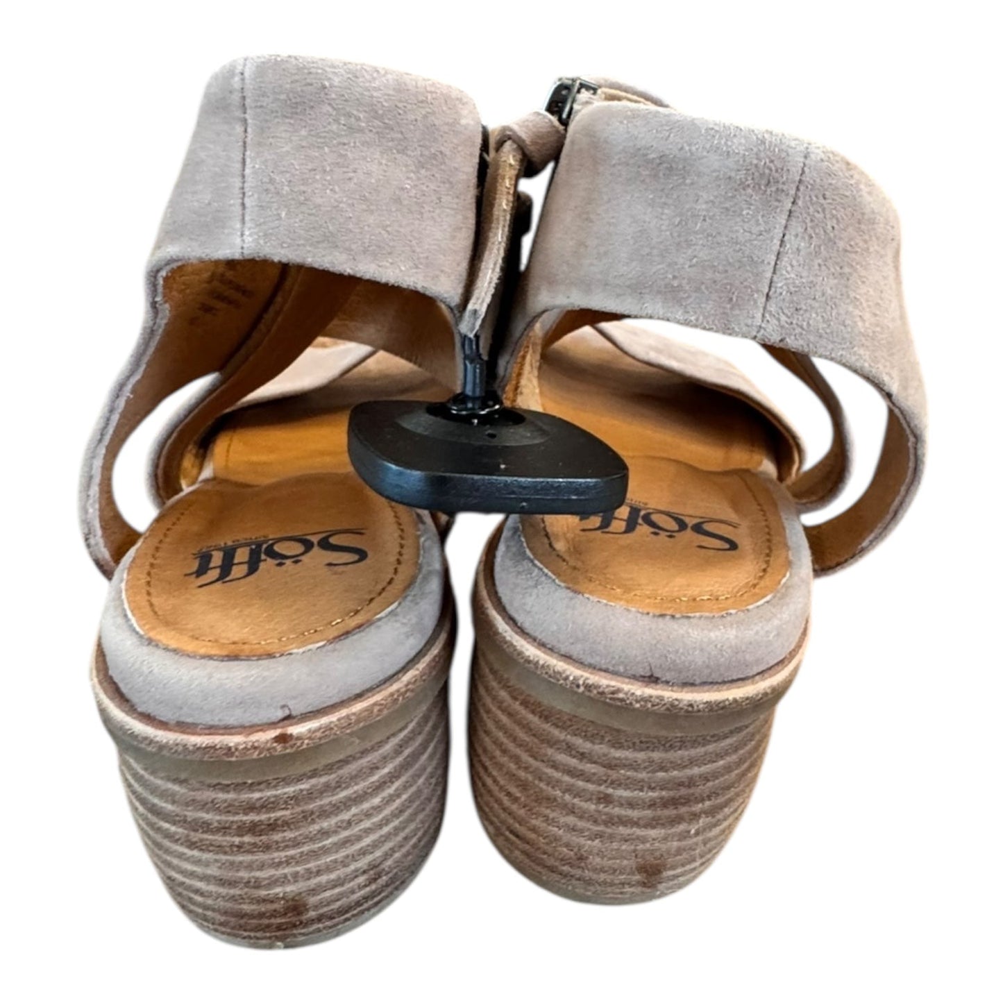 Sandals Heels Wedge By Sofft In Tan, Size:8.5