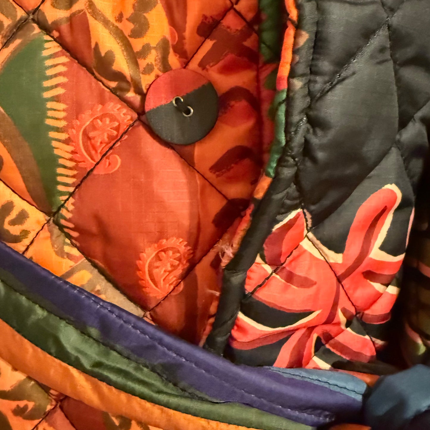 Coat Puffer & Quilted By Farm Rio In Multi-colored, Size: S