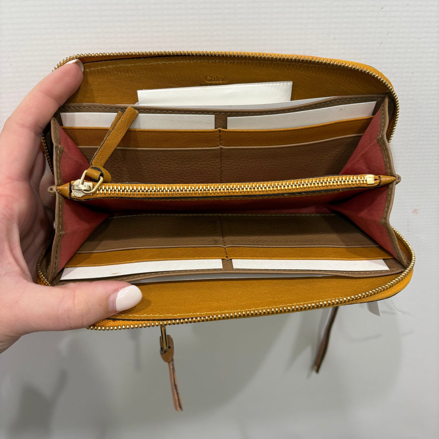 Wallet Luxury Designer By Chloe In Tan, Size:Medium