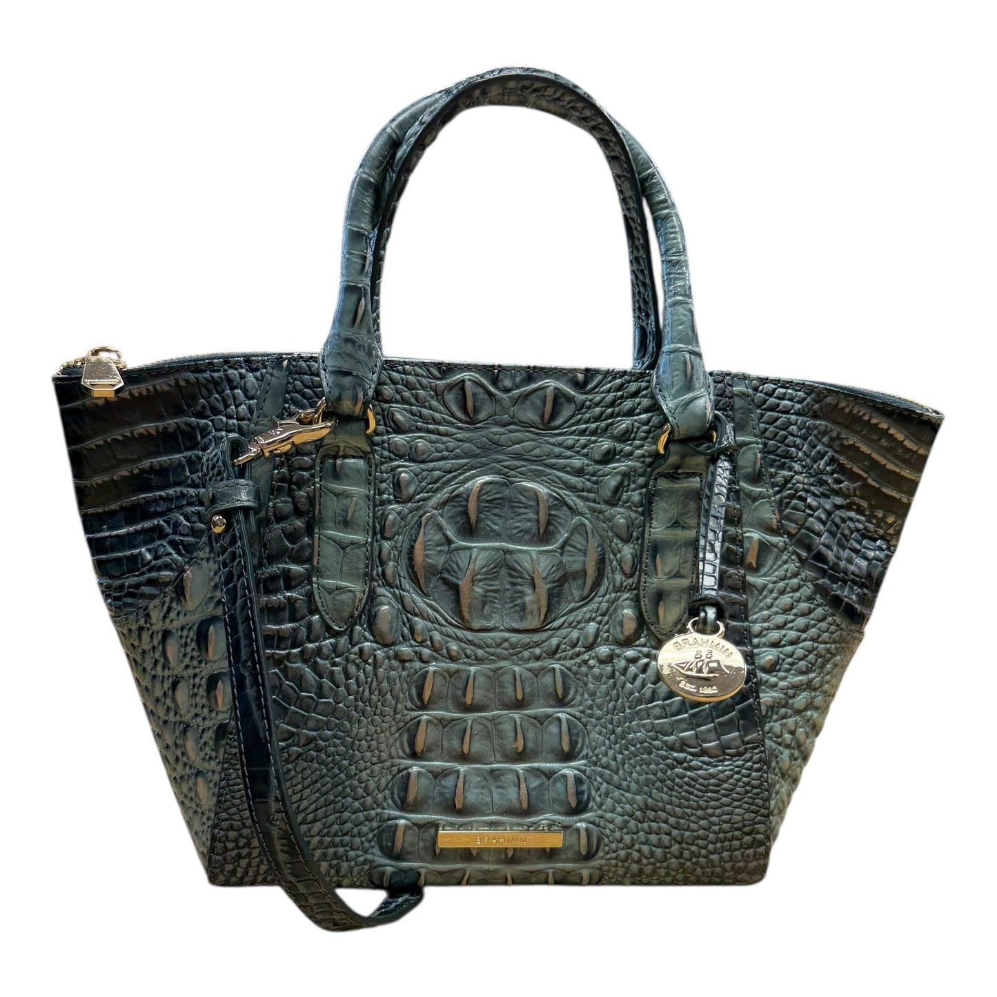 Handbag Designer By Brahmin In Blue, Size: Small