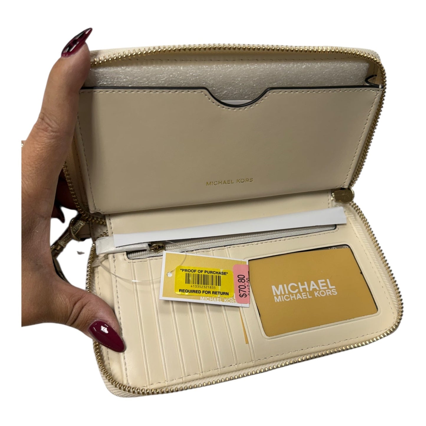 Wallet Designer By Michael Kors In Cream, Size:Large