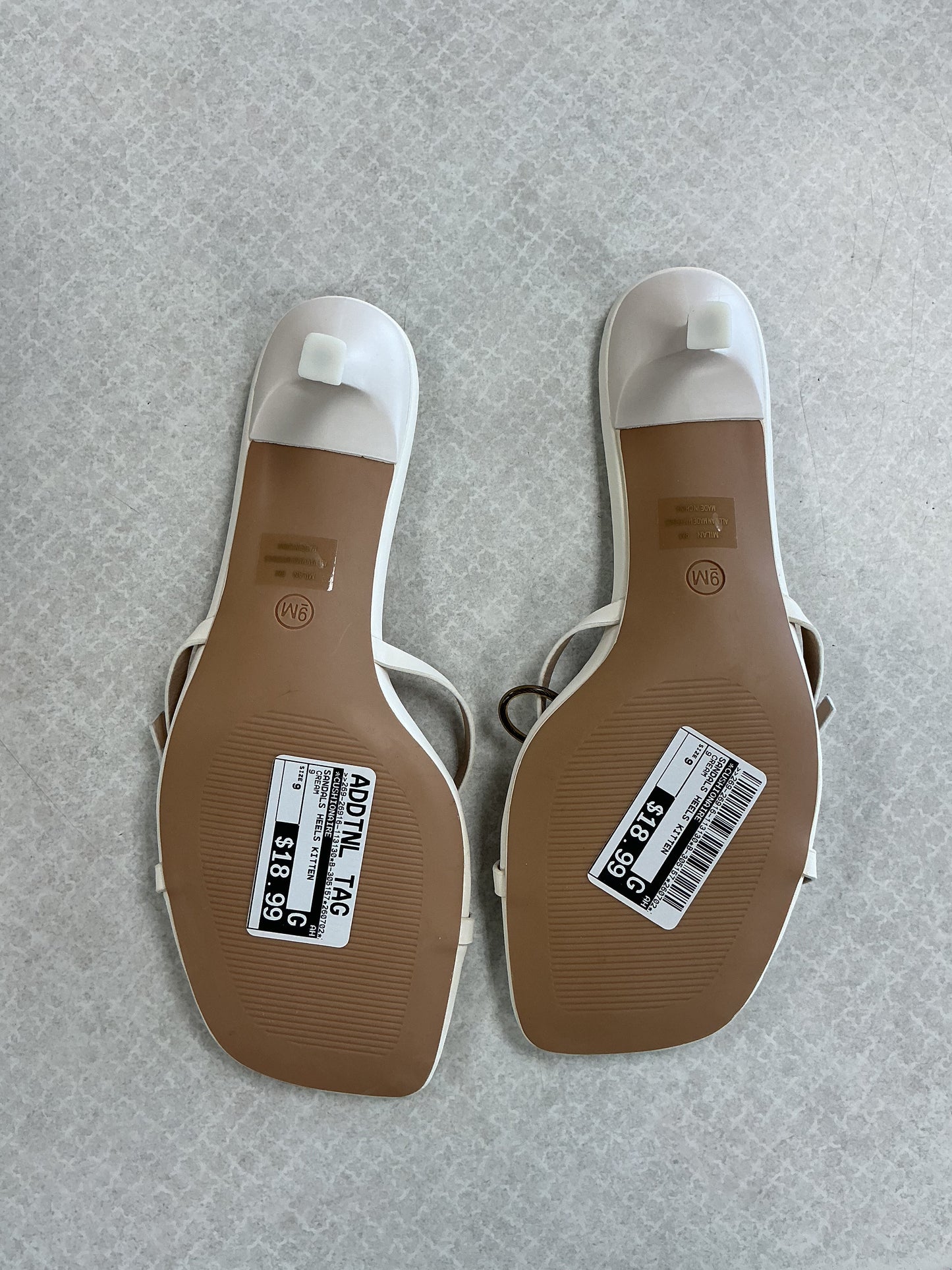 Sandals Heels Kitten By Cushionaire In Cream, Size:9