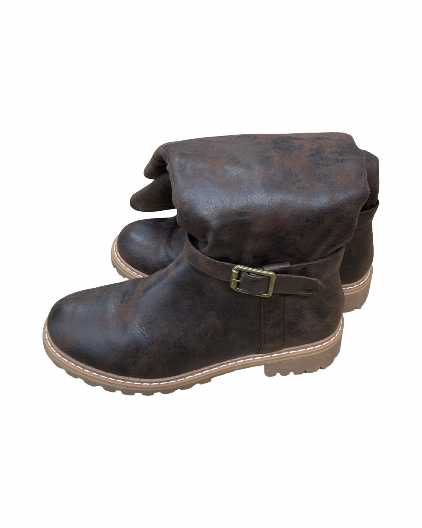 Boots Knee Heels By Clothes Mentor In Brown, Size:8