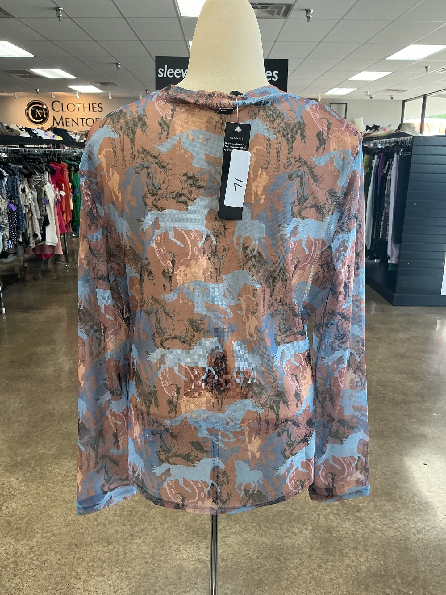 Top Ls By Lucky & Blessed In Blue & Brown, Size:Xl