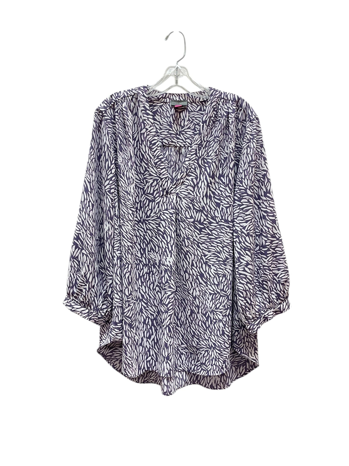Blouse Ls By Vince Camuto In Purple & White, Size:2X
