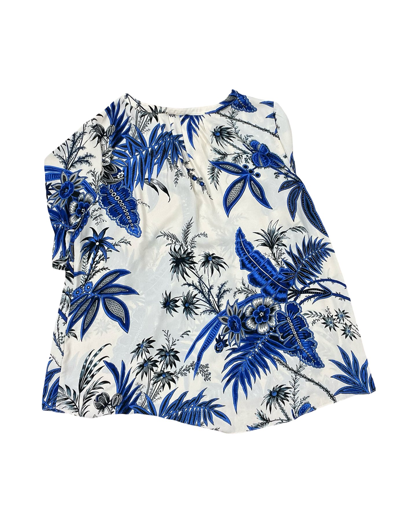 Top Ls By Tahari In Blue & Cream, Size:1X
