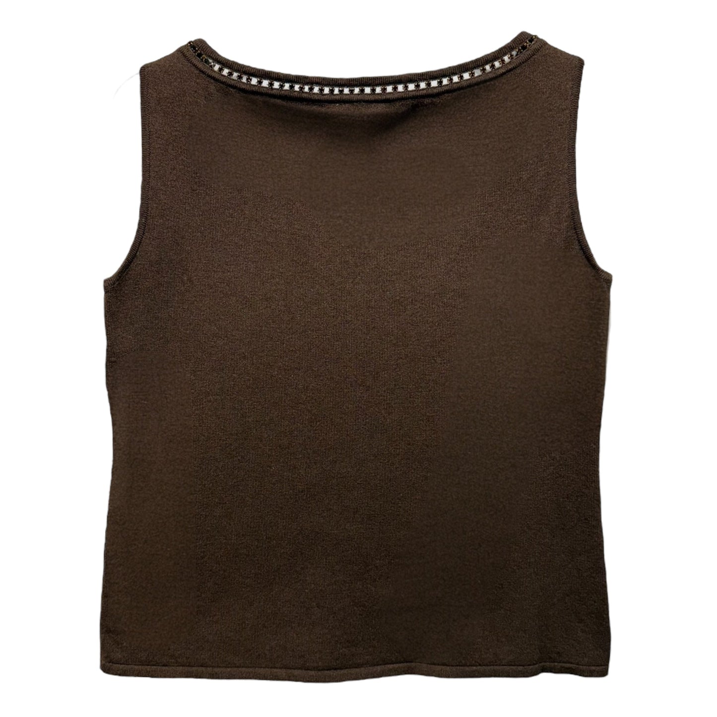 Wool Cashmere Silk Blend & Crystal Embellished Cardigan Sweater Twin Set Designer By Escada In Brown, Size: 6