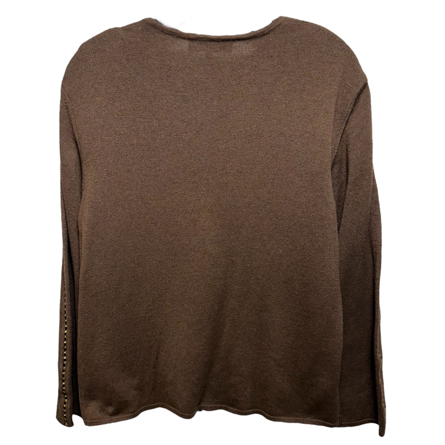 Wool Cashmere Silk Blend & Crystal Embellished Cardigan Sweater Twin Set Designer By Escada In Brown, Size: 6