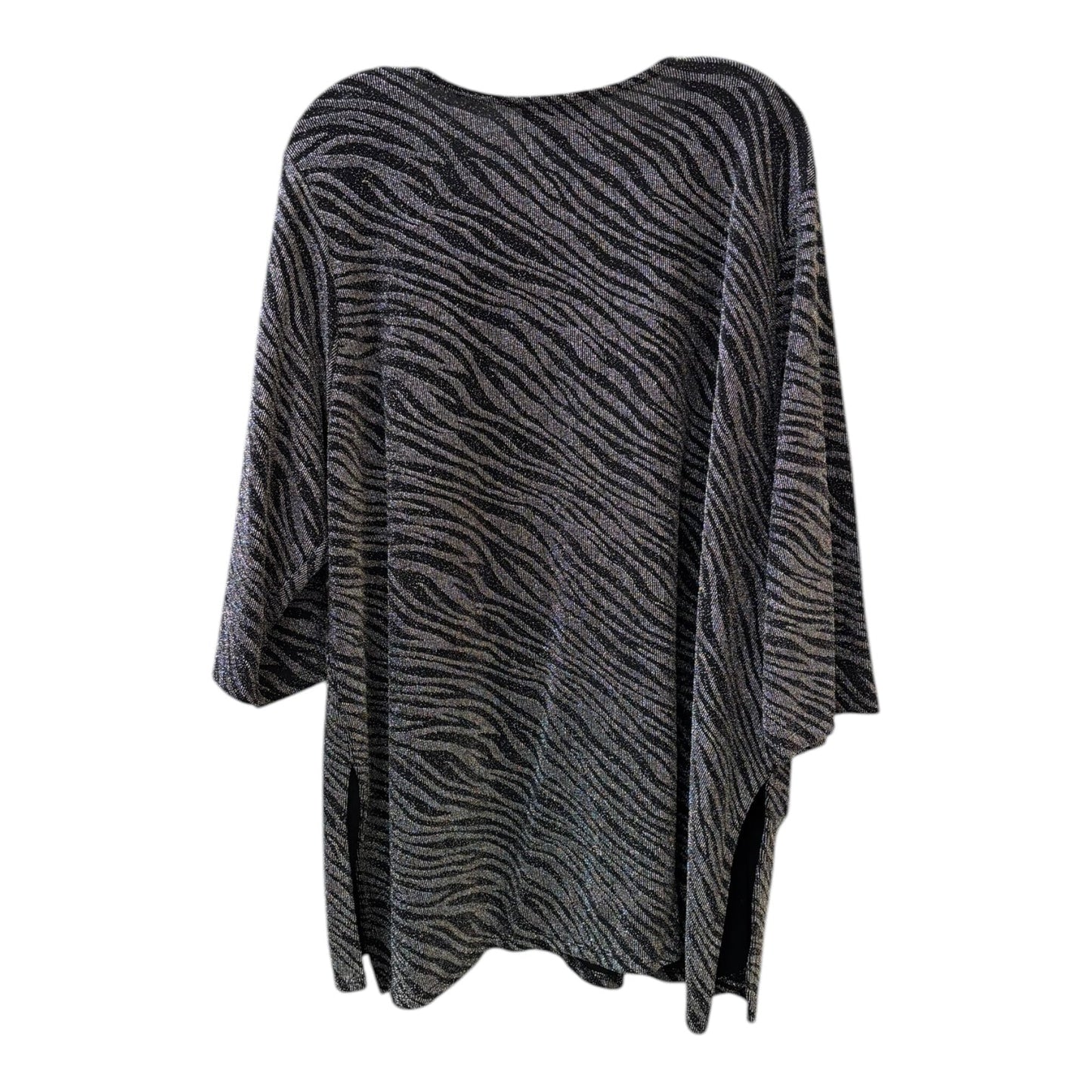 Tunic 3/4 Sleeve By Karen Kane In Black & Silver, Size:3X