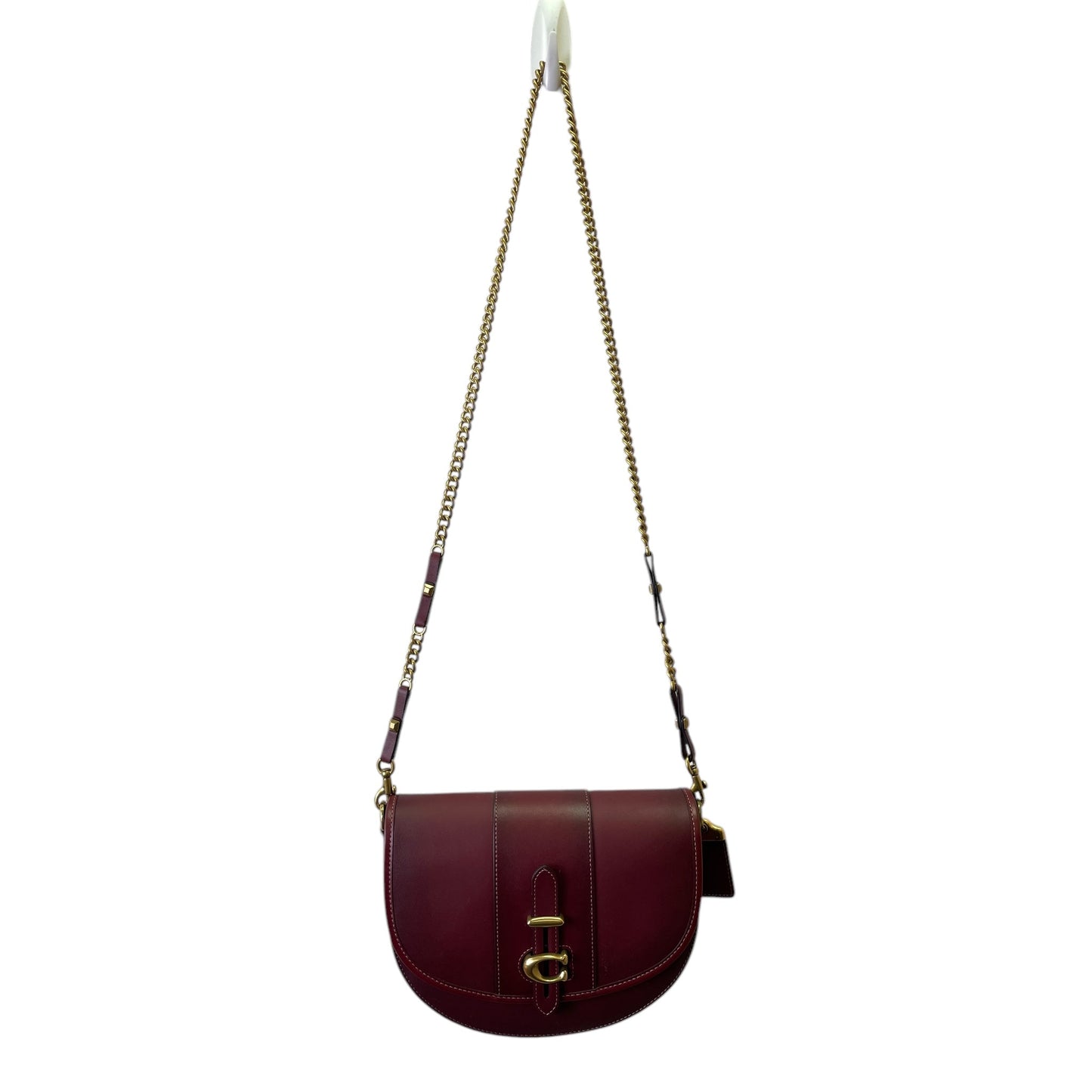 Crossbody Designer By Coach In Maroon, Size:Medium