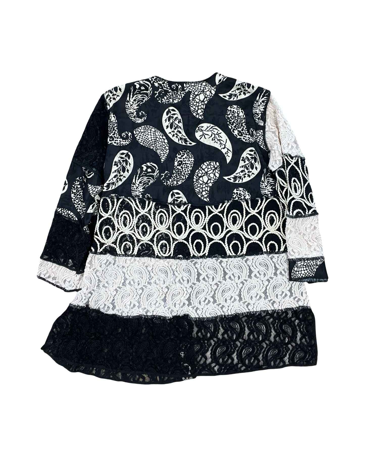 Blouse 3/4 Sleeve By Ali Miles In Black & Cream, Size:S