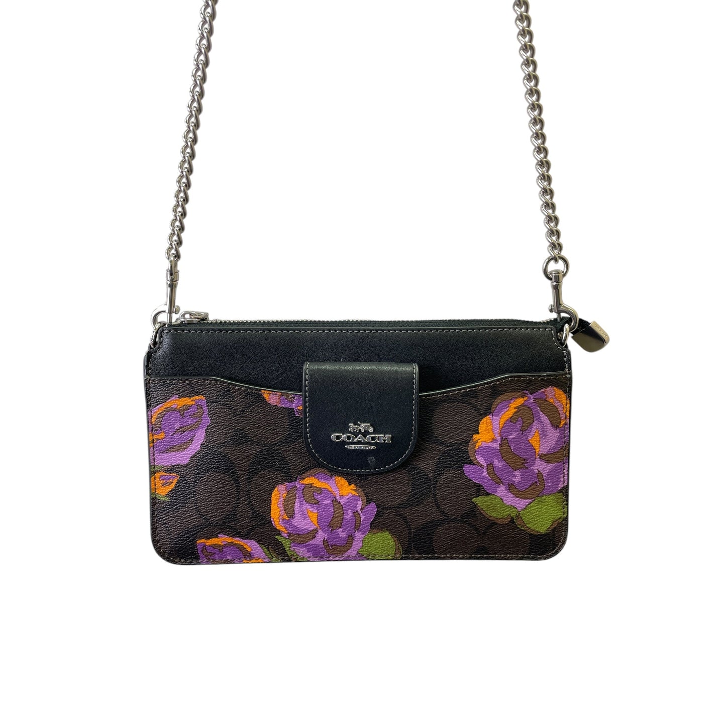Crossbody Designer By Coach In Black & Purple, Size:Small