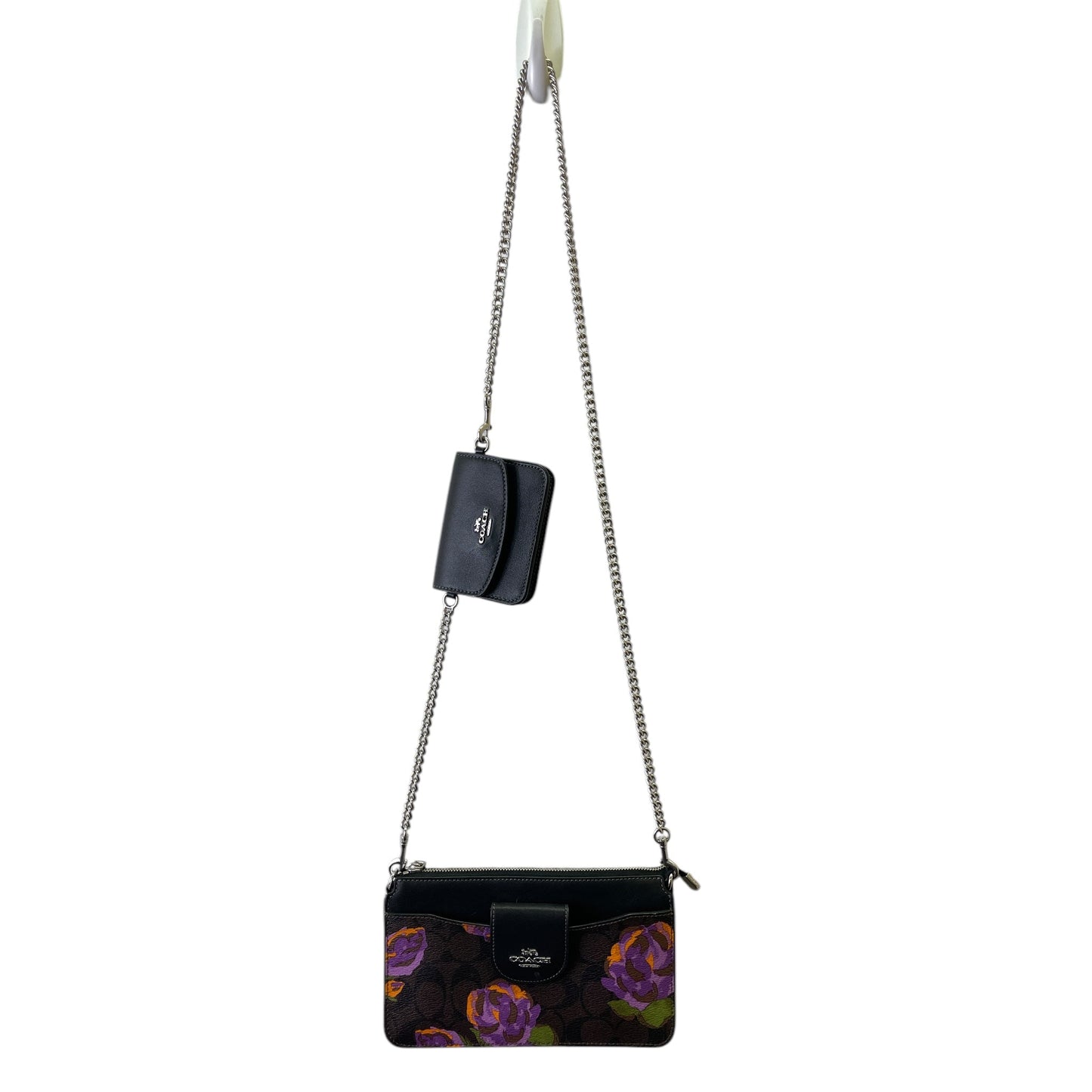 Crossbody Designer By Coach In Black & Purple, Size:Small