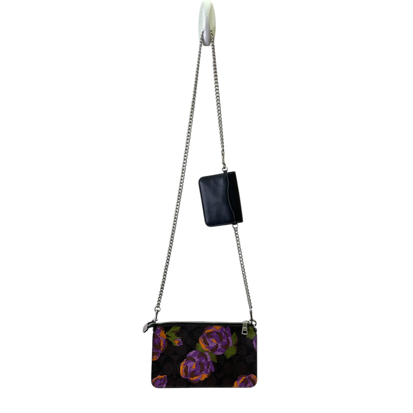Crossbody Designer By Coach In Black & Purple, Size:Small