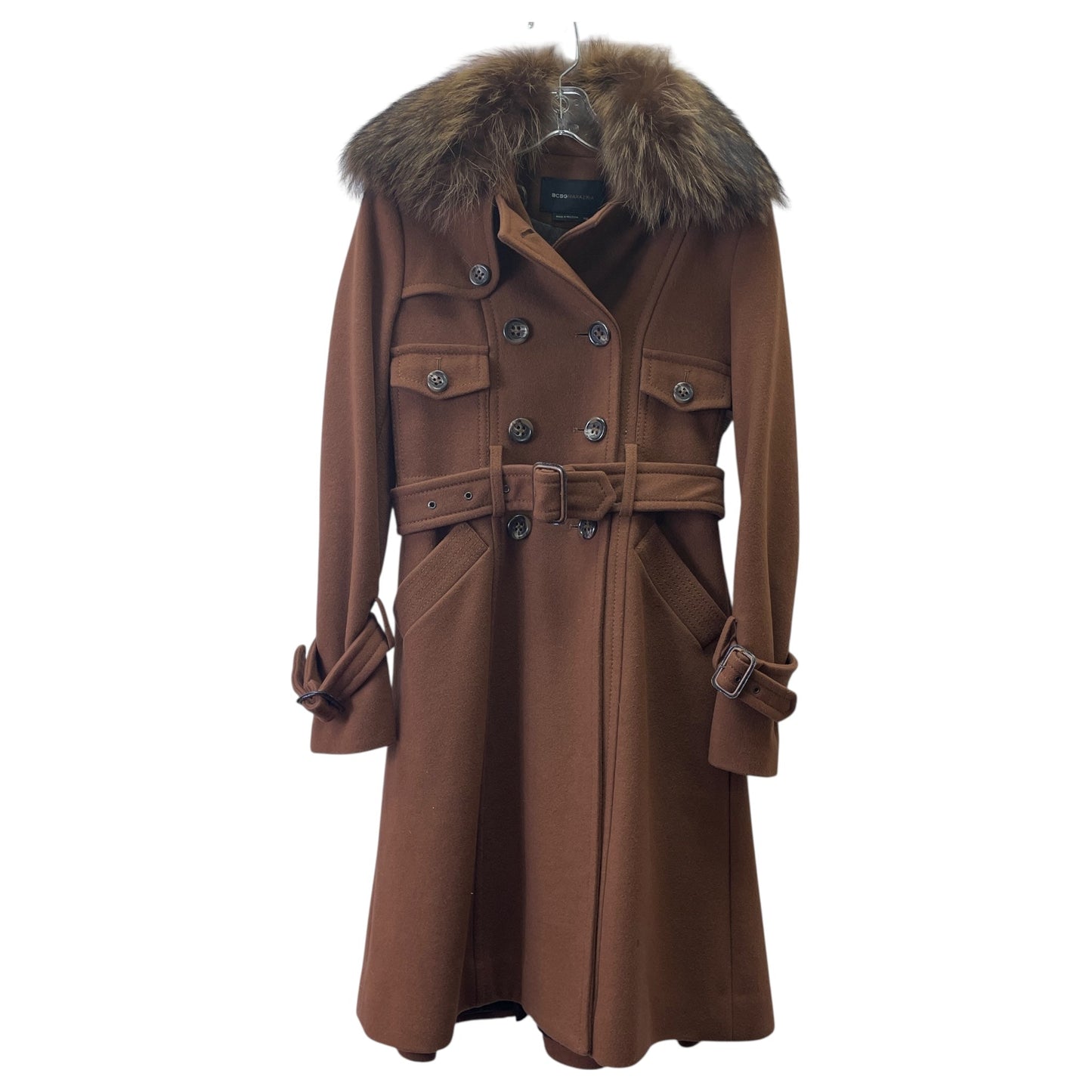Coat Wool By Bcbgmaxazria In Tan, Size:Xxs