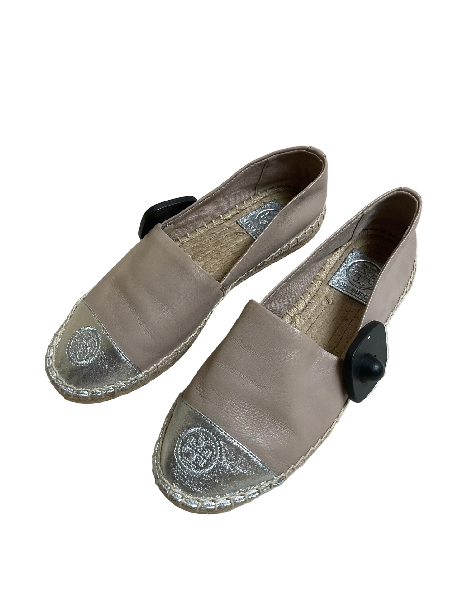 Shoes Designer By Tory Burch In Silver & Tan, Size:6.5