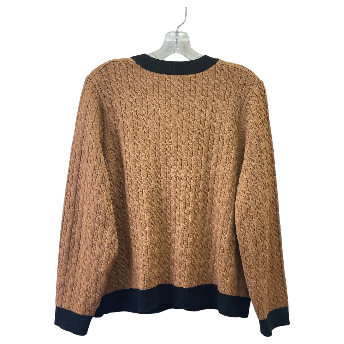 Sweater Cardigan By Adrianna Papell In Tan, Size:1X