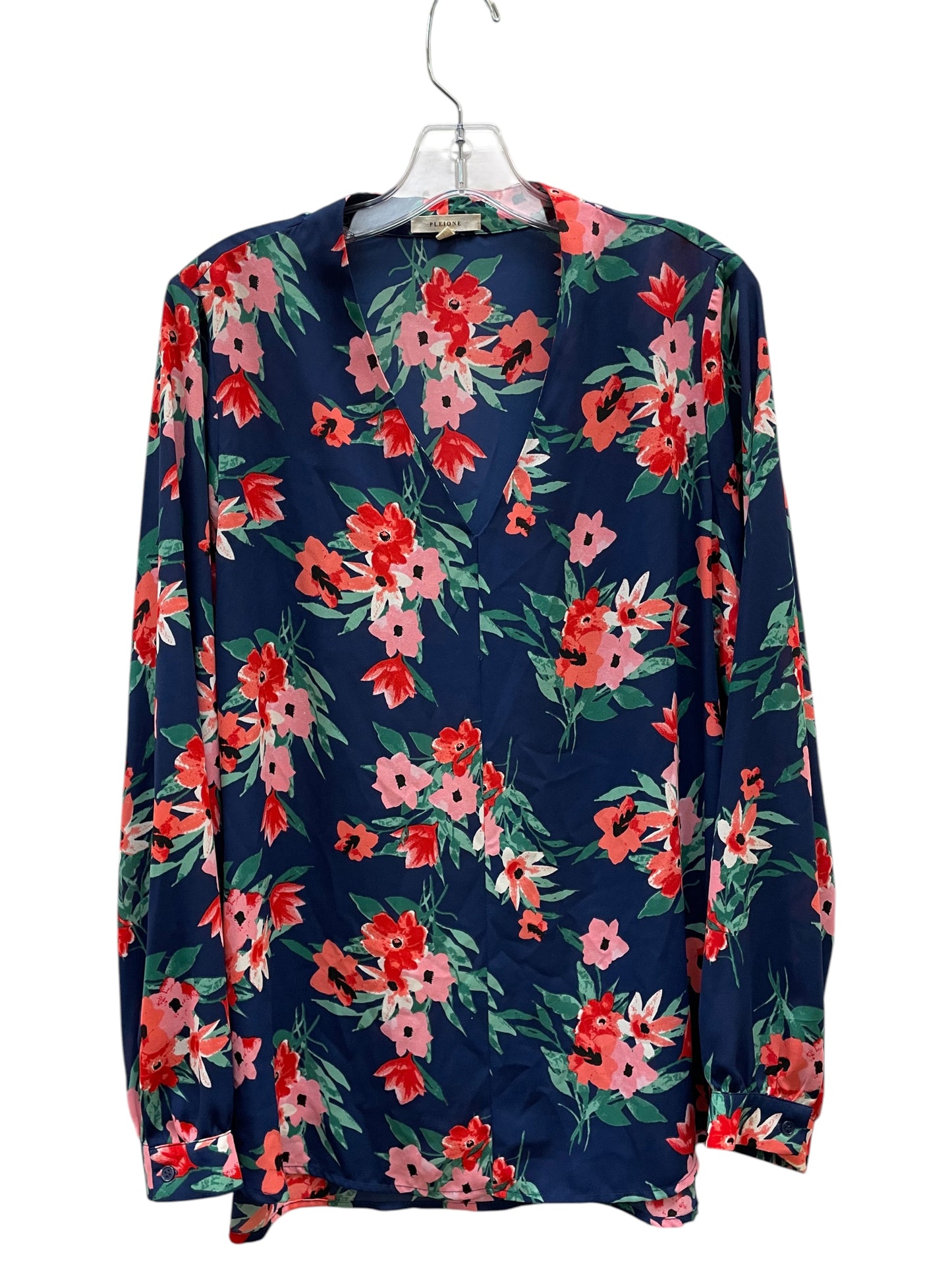 Blouse Ls By Pleione In Floral Print, Size:L