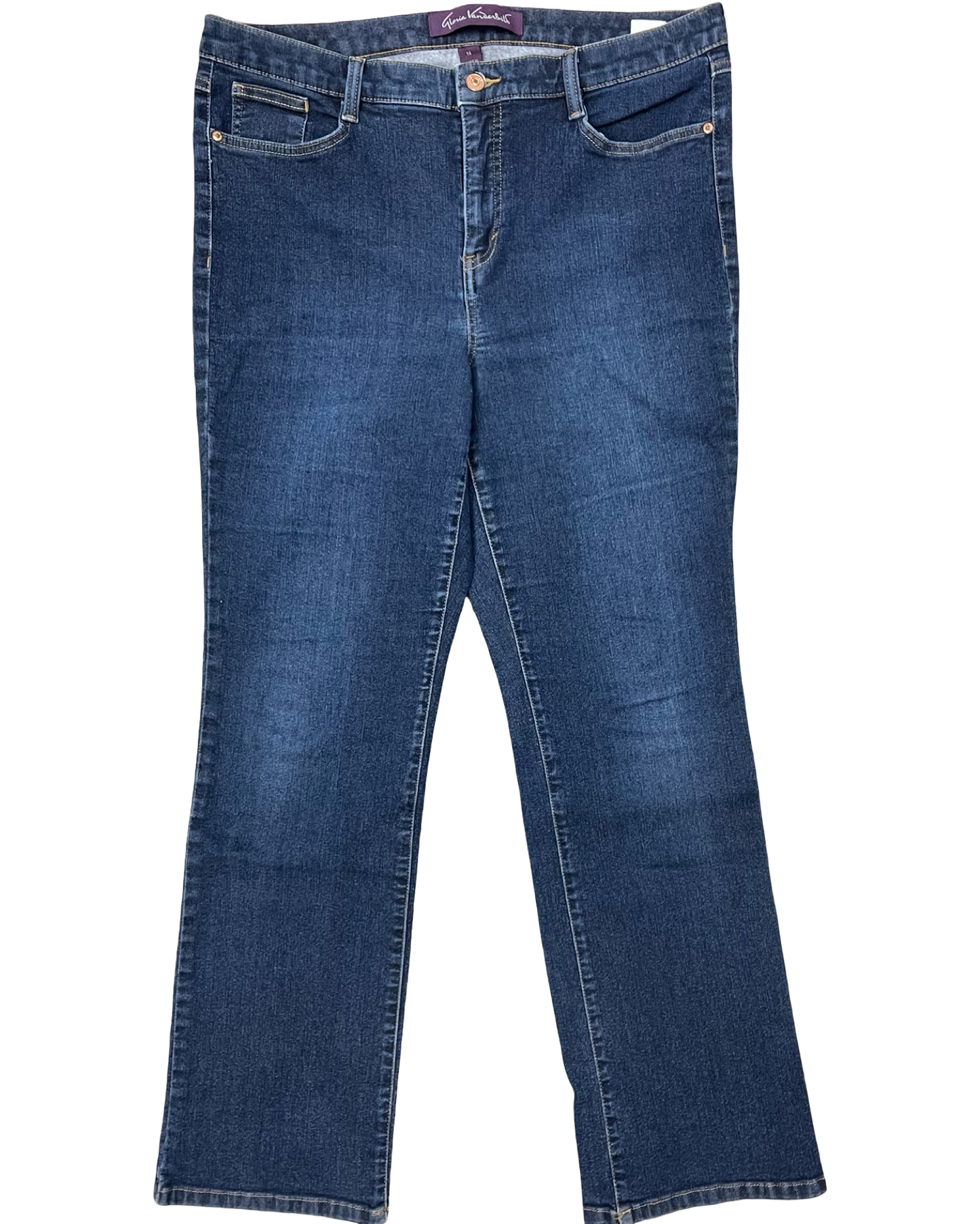 Jeans Straight By Gloria Vanderbilt In Blue Denim, Size:14