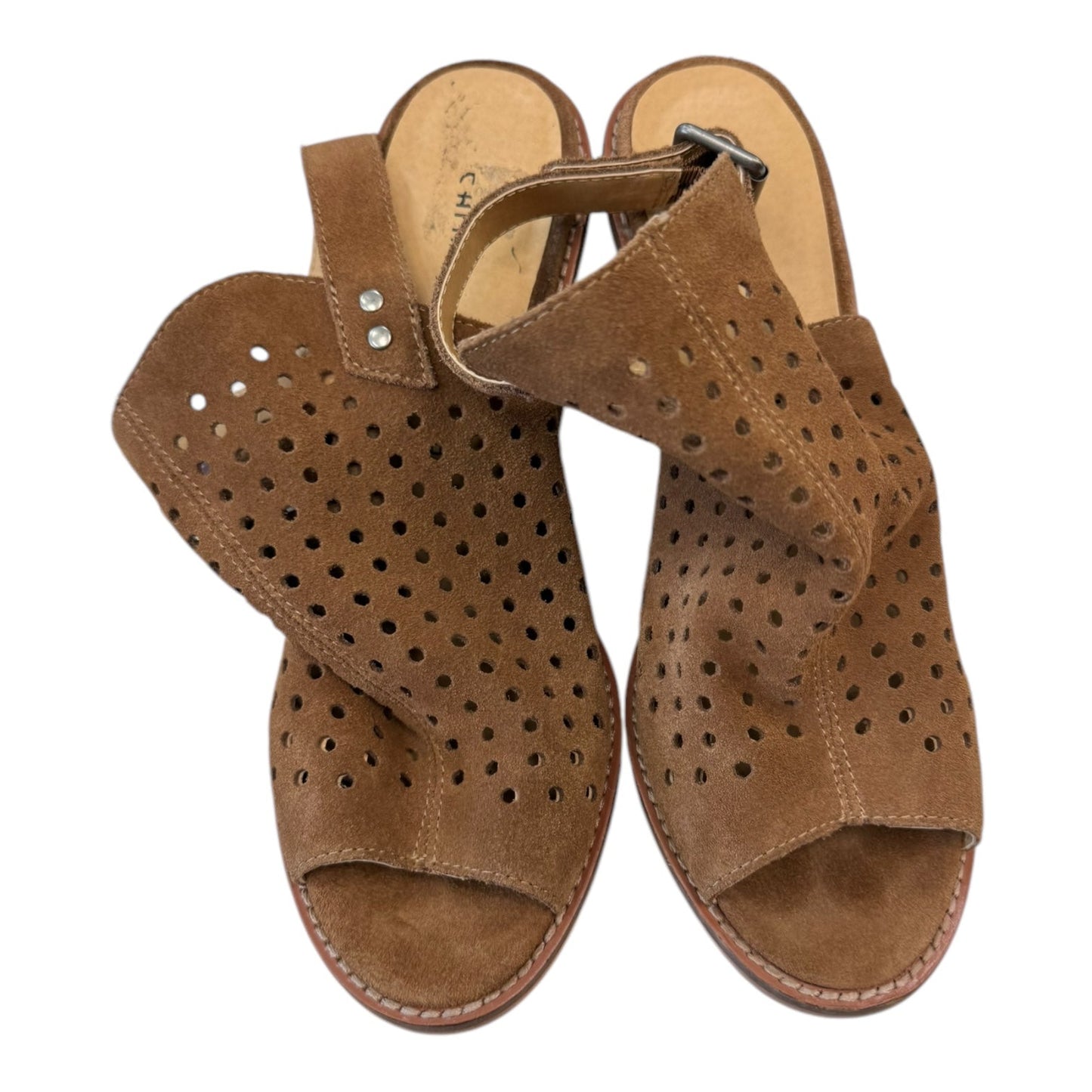 Sandals Heels Block By Chinese Laundry In Brown, Size:7.5