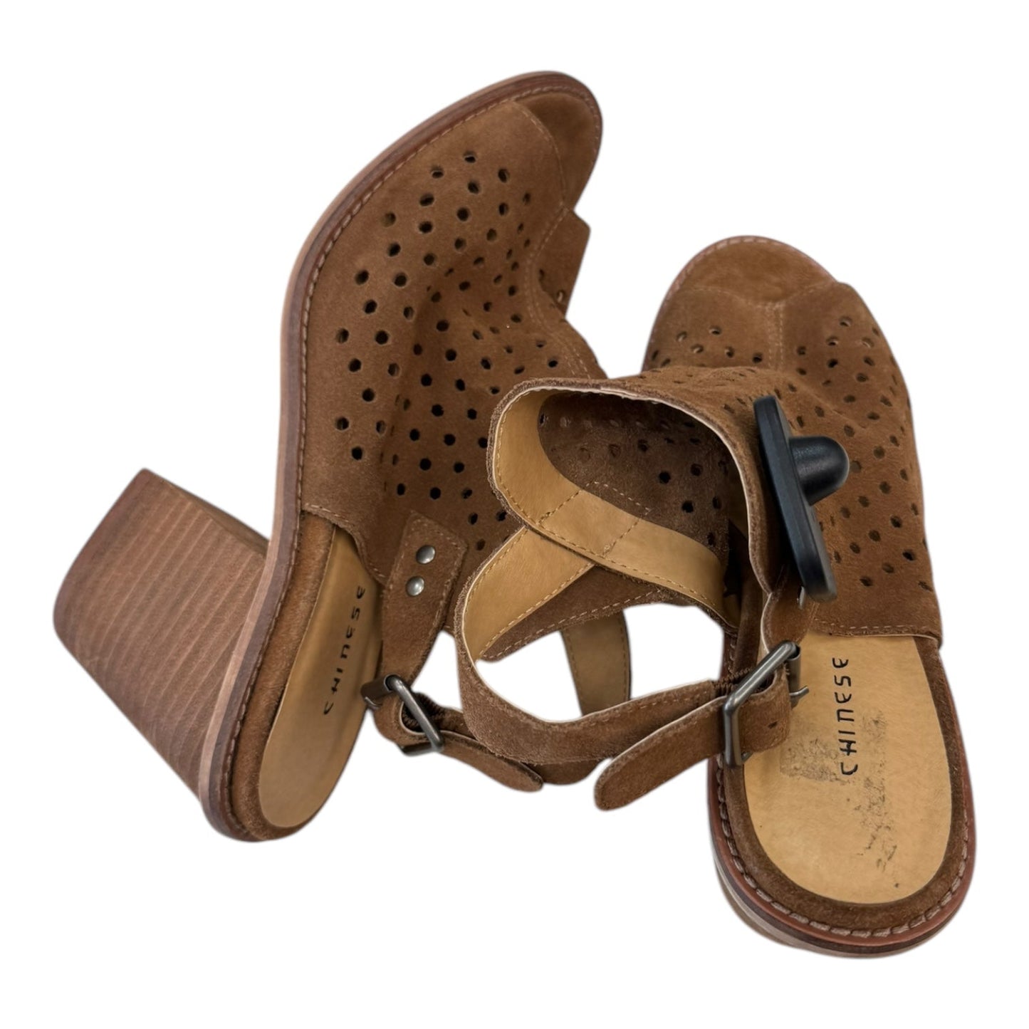 Sandals Heels Block By Chinese Laundry In Brown, Size:7.5