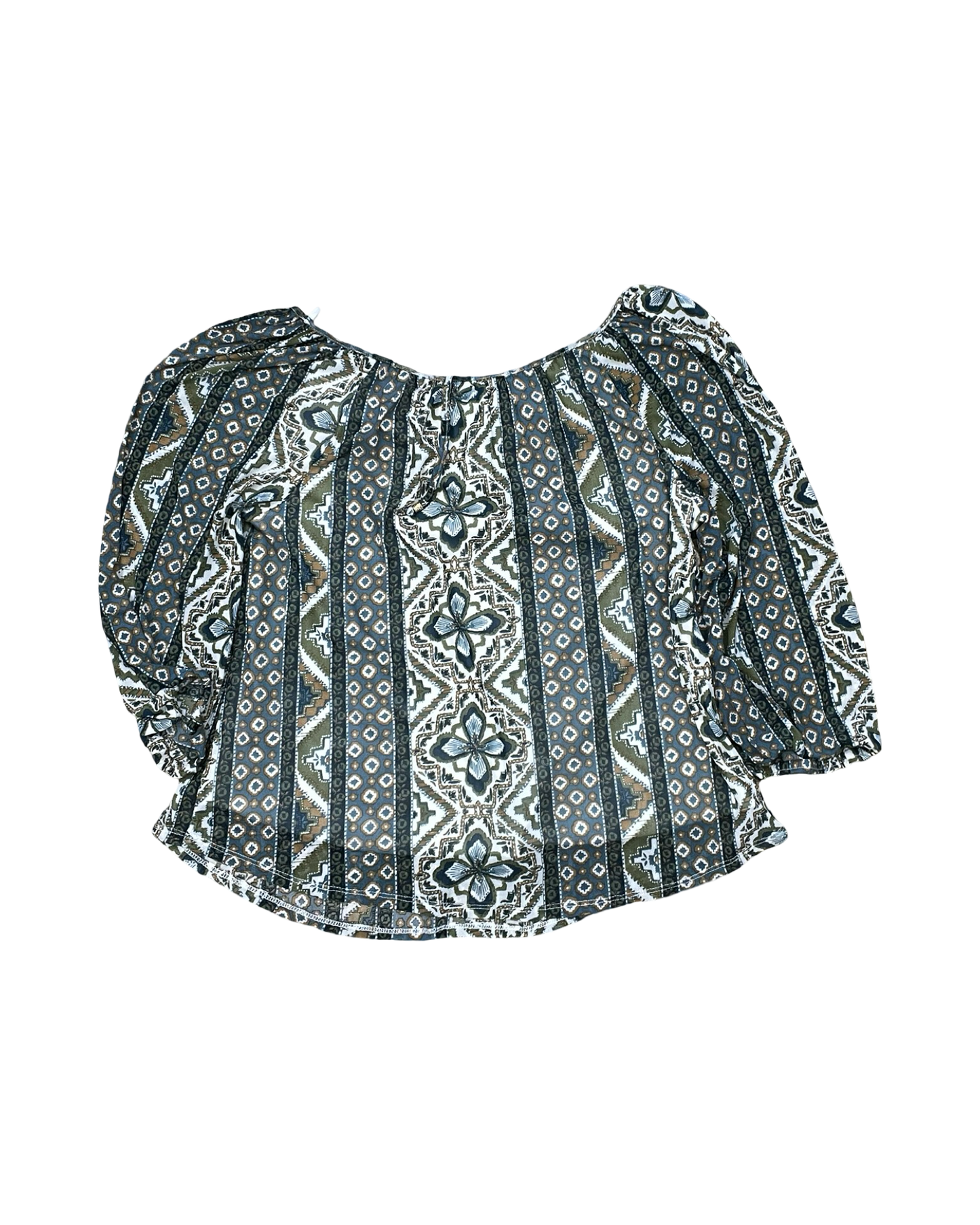 Top 3/4 Sleeve By In Studio In Green & White, Size:Mp