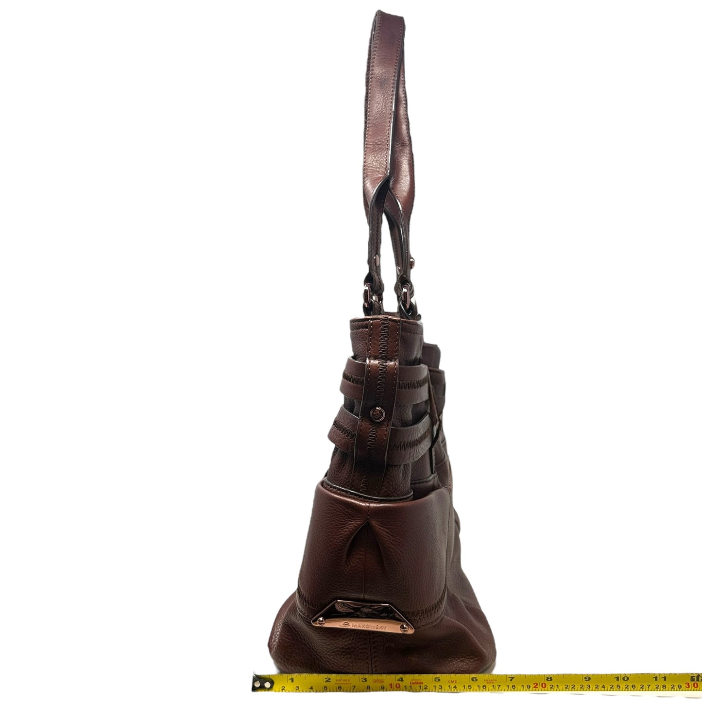 Double Buckle Leather Tote By B. Makowsky, Size: Medium