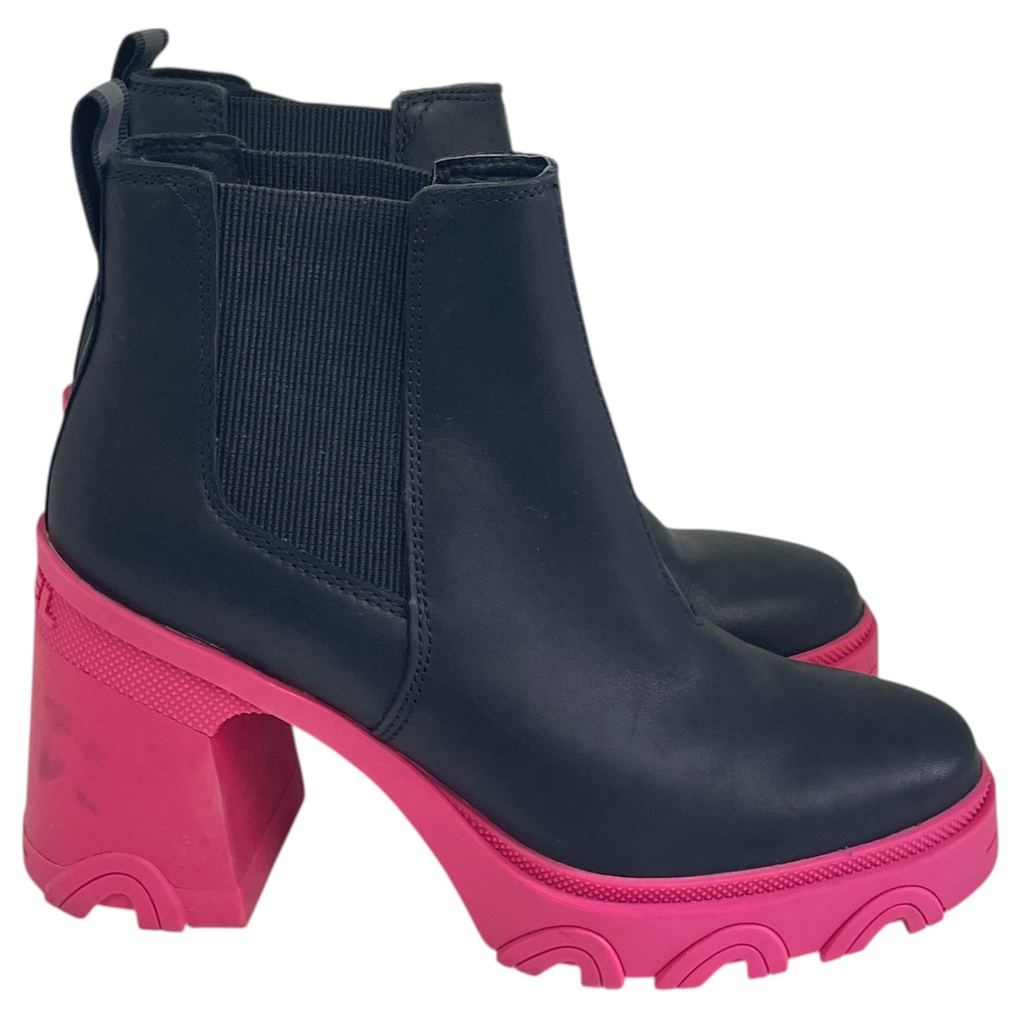 Boots Ankle Heels By Sorel In Black & Pink, Size:7.5