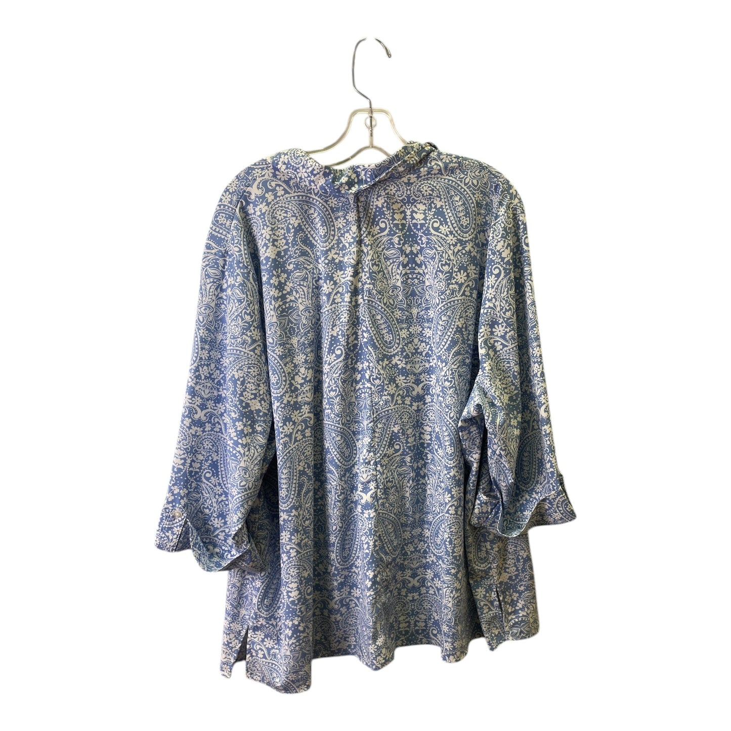 Top 3/4 Sleeve By Catherines In Blue & White, Size:2X