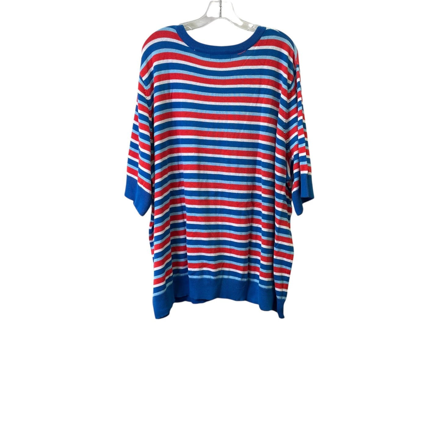 Sweater Ss By Woman Within In Blue & Red, Size:4X