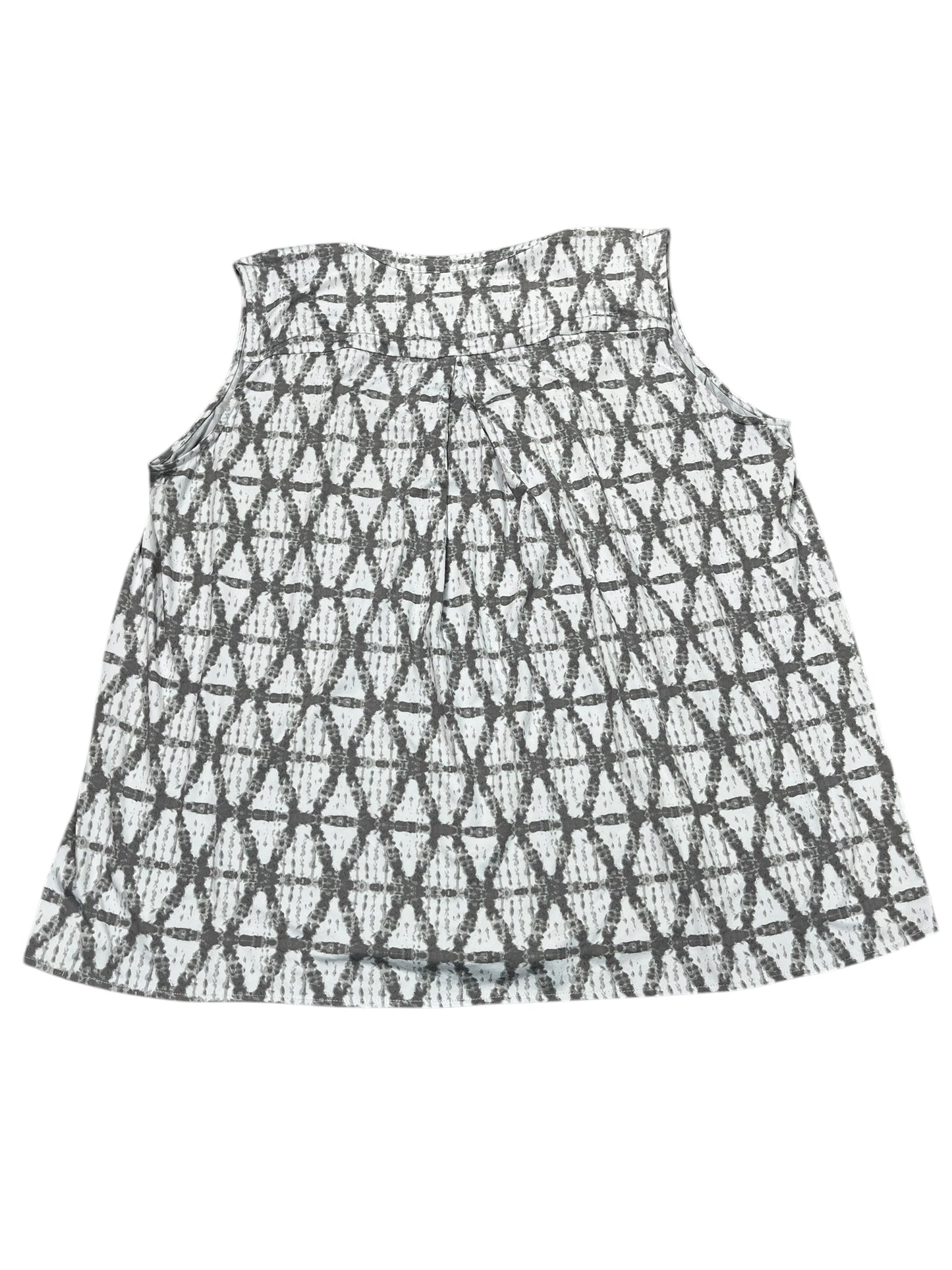 Tunic Sleeveless By Fever In Grey & White, Size:3X