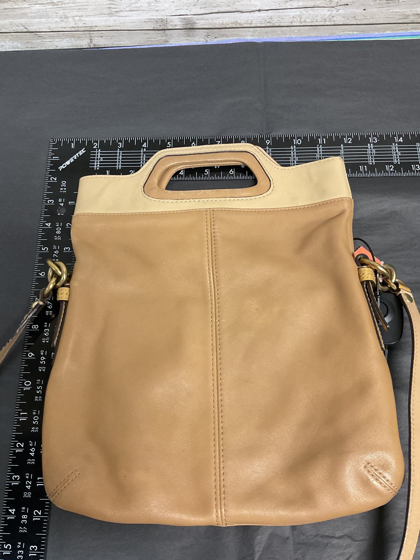 Crossbody Designer By Coach In Tan, Size:Medium
