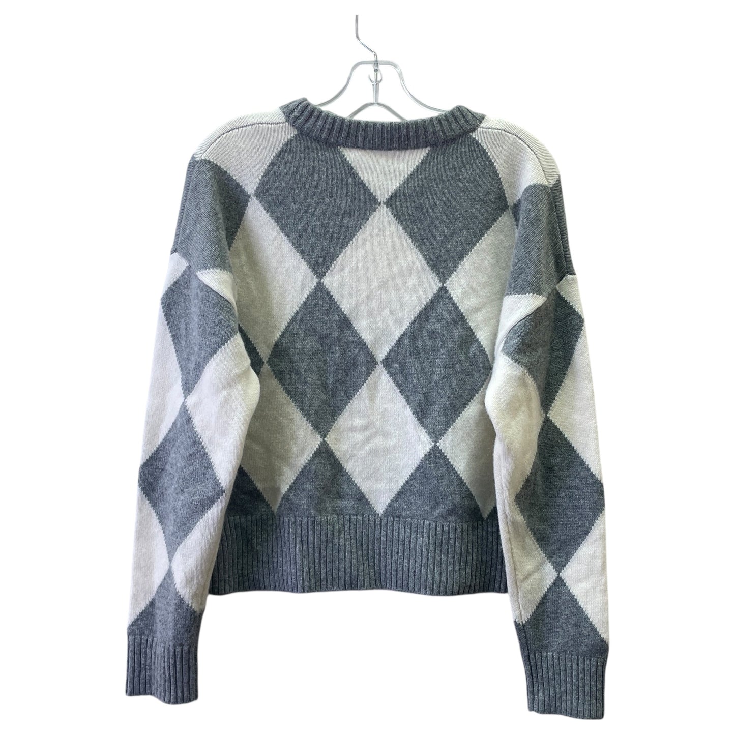 Sweater Cashmere By LILY SILK In Cream & Grey, Size:L