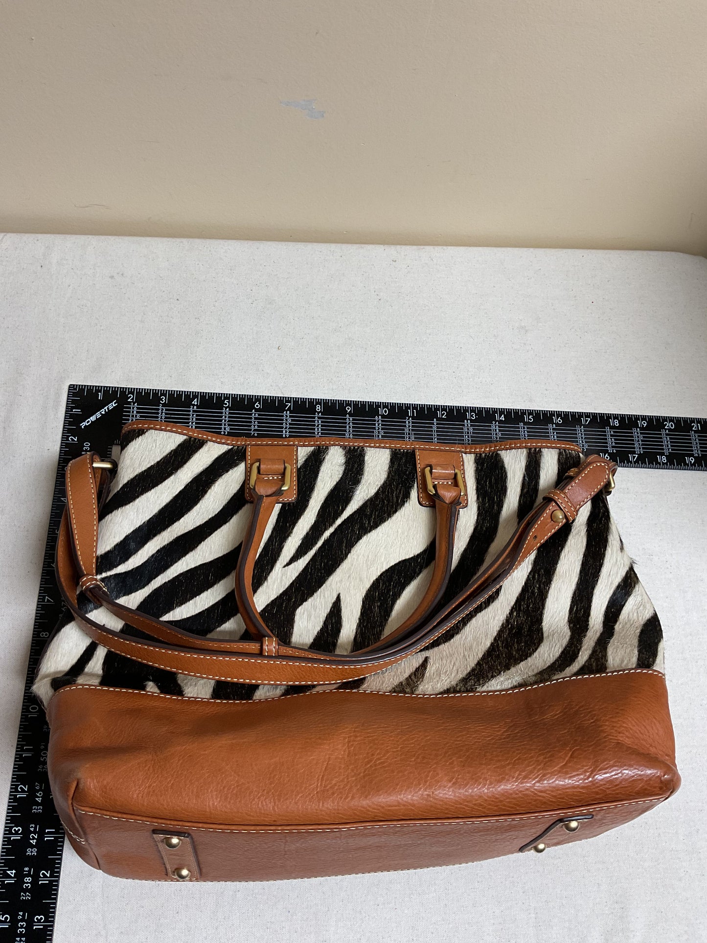 Handbag Designer By Dooney And Bourke In Zebra Print, Size:Large