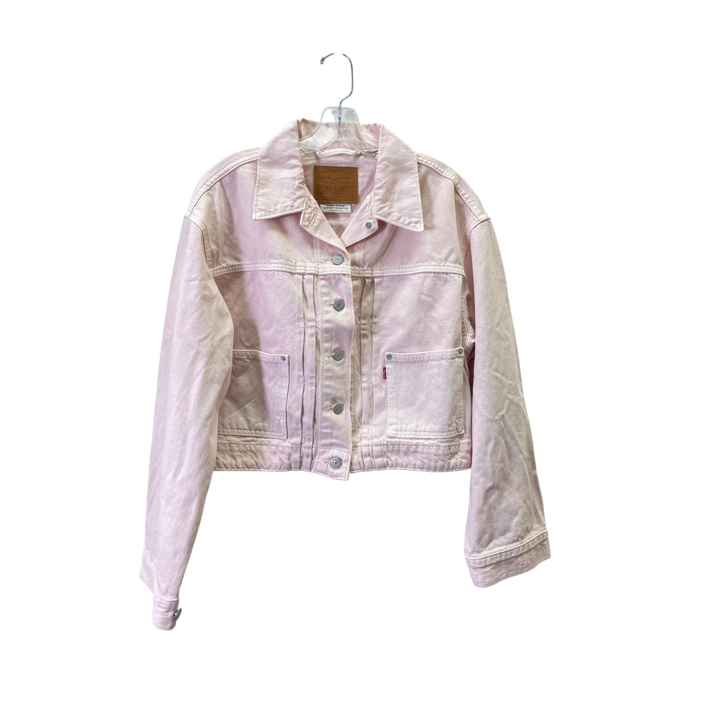 Jacket Denim By Levis In Pink Denim, Size:L
