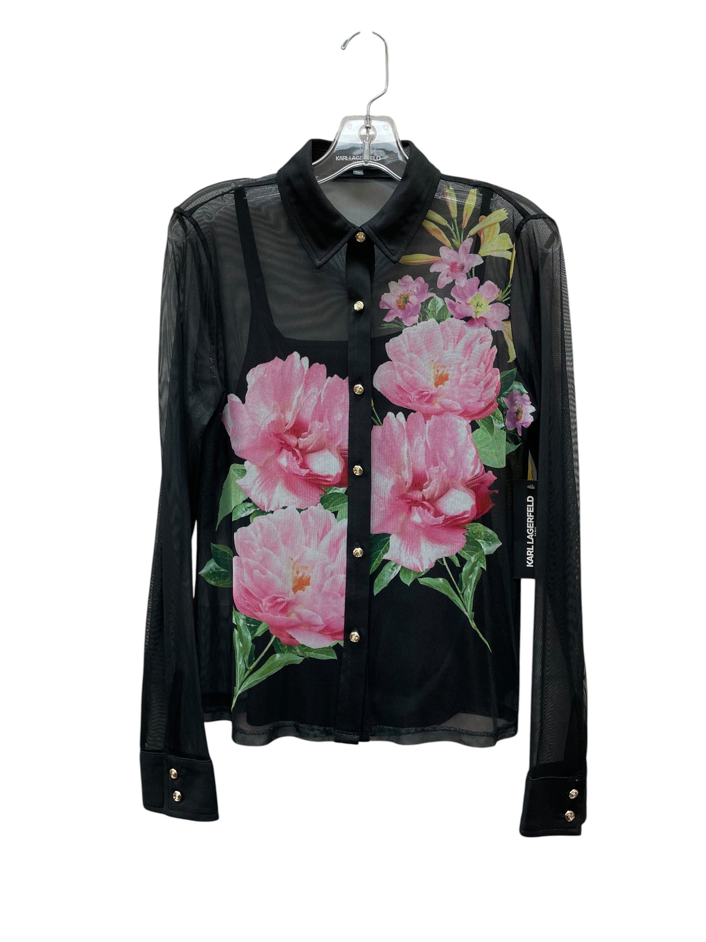 Top Ls Designer By Karl Lagerfeld In Black & Pink, Size:Sp