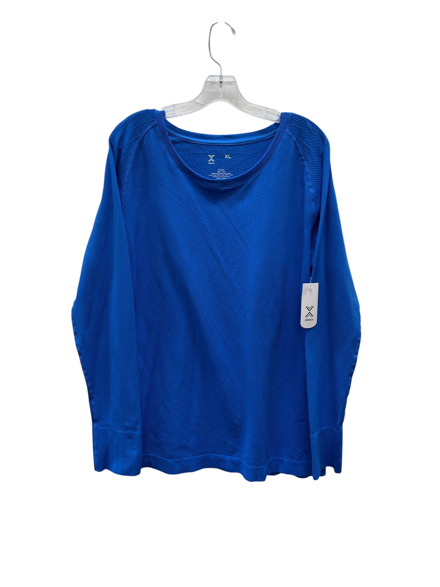 Athletic Top Ls Collar By Xersion In Blue, Size:Xl