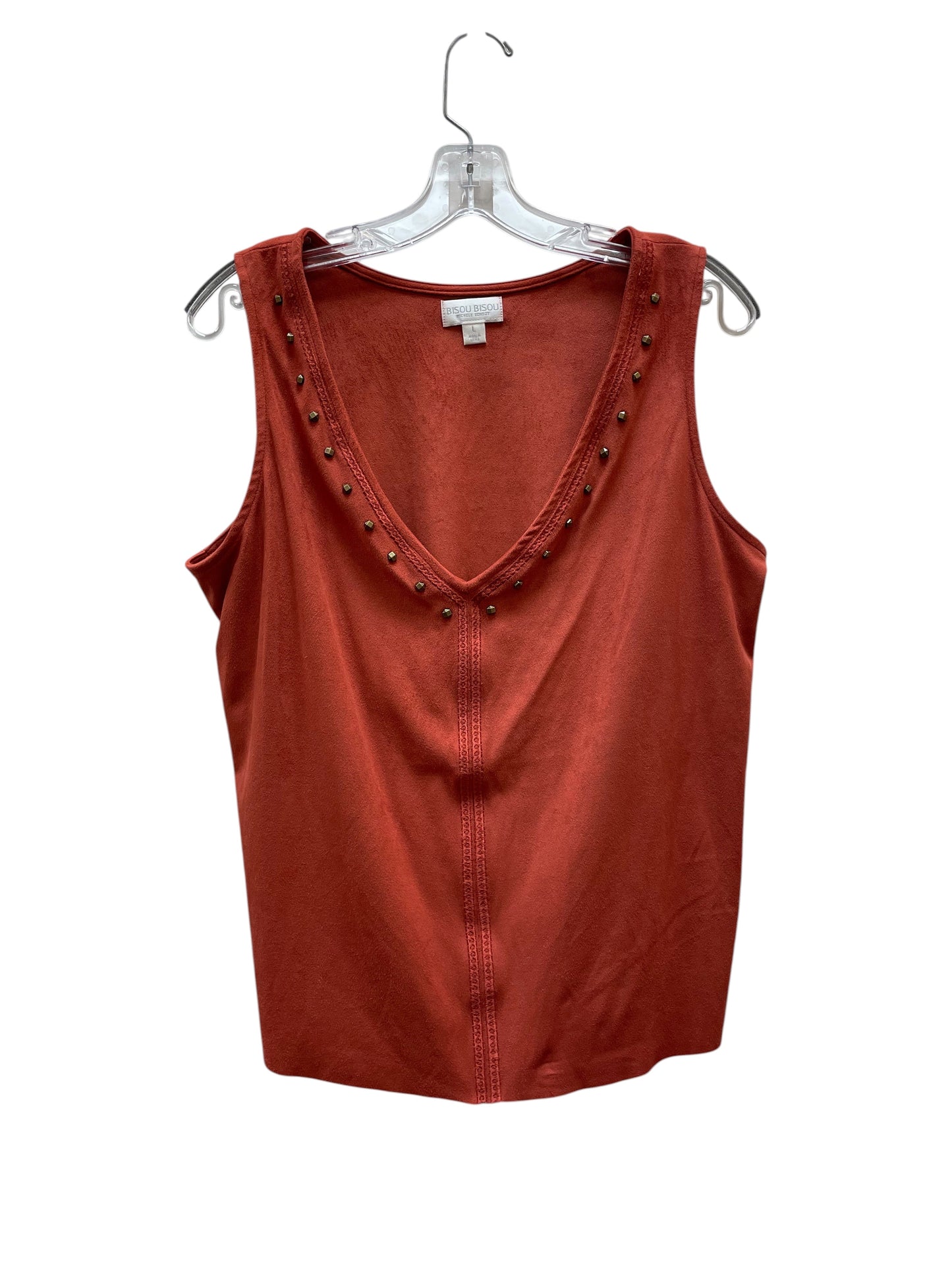 Top Sleeveless By Bisou Bisou In Orange, Size:L