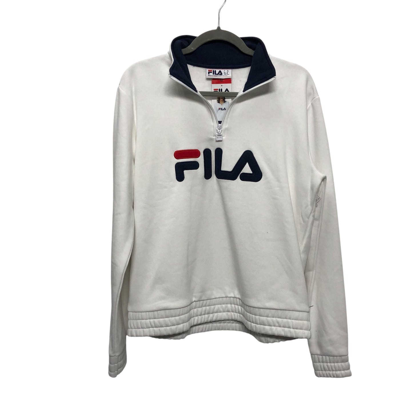 Athletic Sweatshirt Collar By Fila In White, Size:M