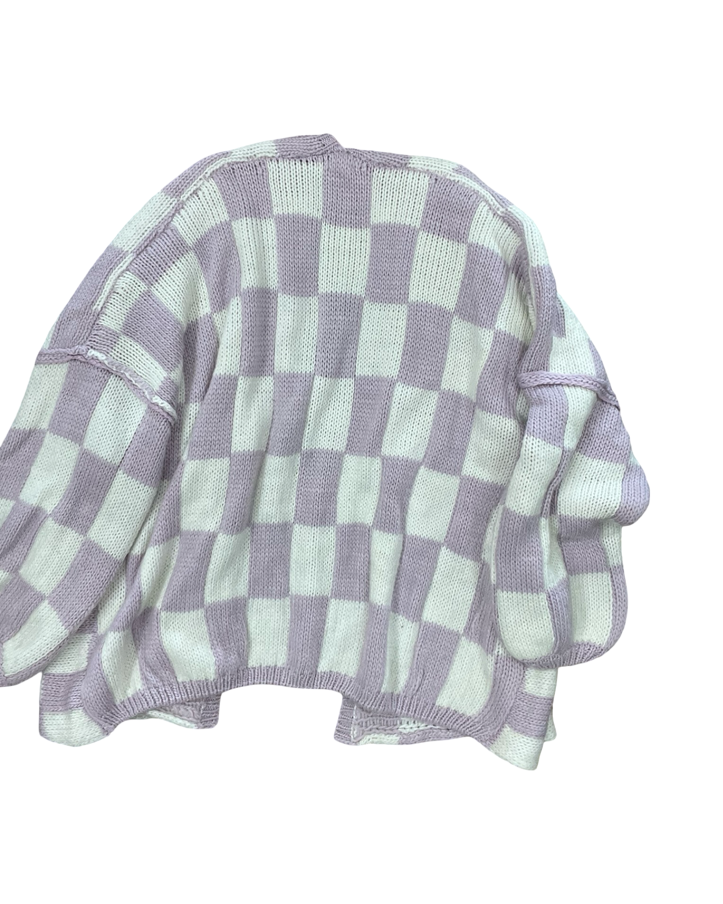 Sweater Cardigan By Miss Love In Cream & Purple, Size:S