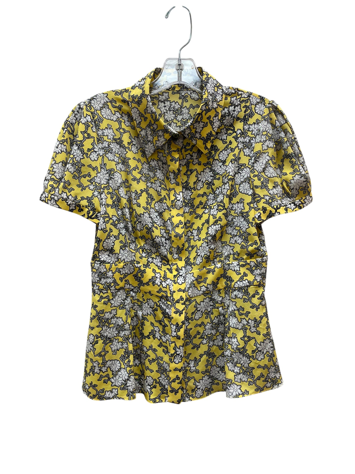 Blouse Ss By Badgley Mischka In Black & Yellow, Size:S