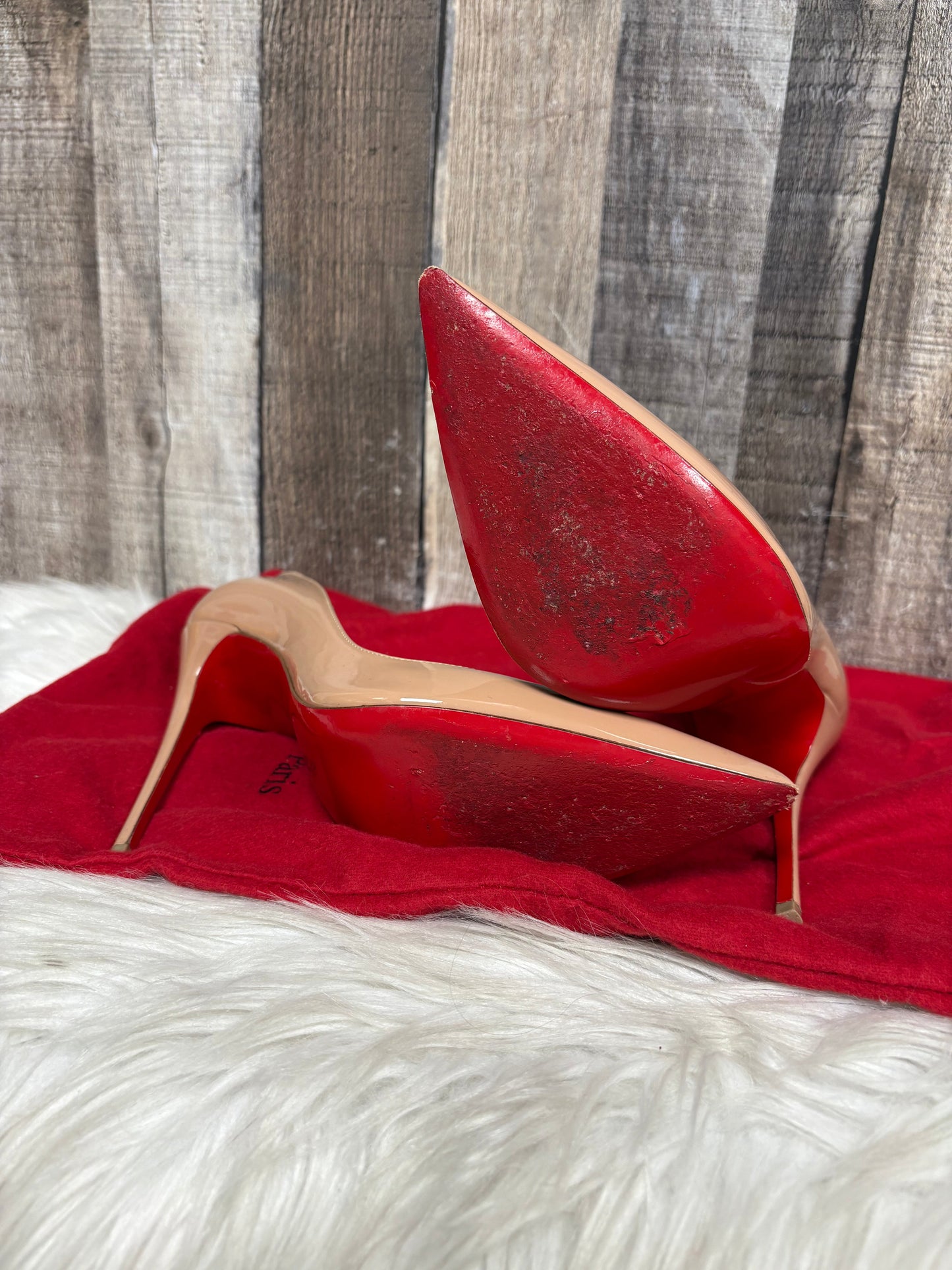 Shoes Luxury Designer By Christian Louboutin In Red & Tan, Size: 8