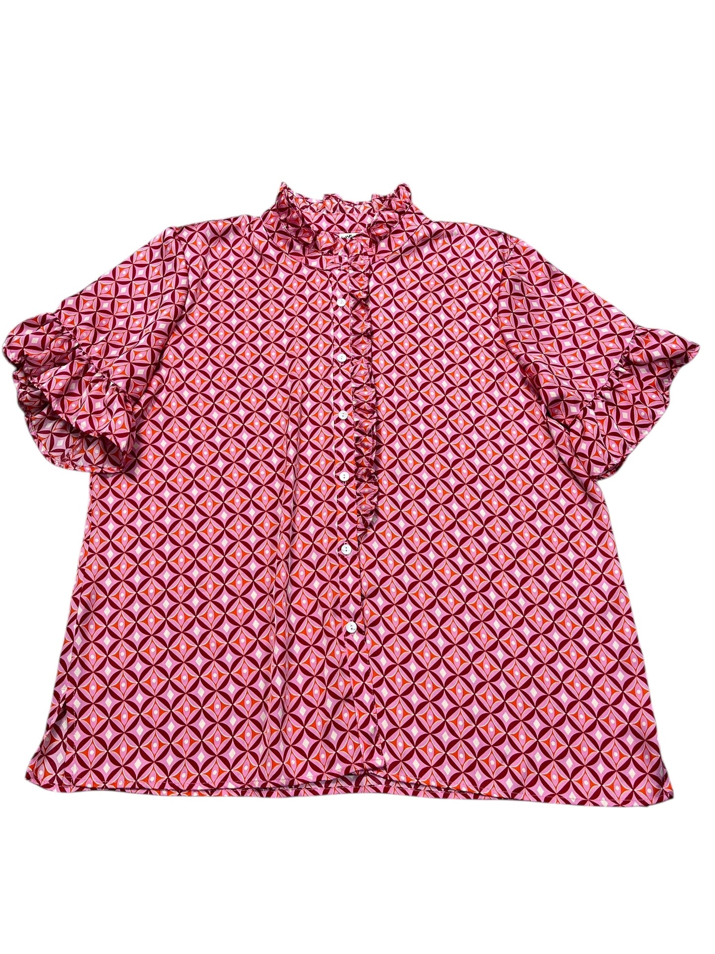 Blouse Ss By Ivy Jane In Pink, Size:Xl