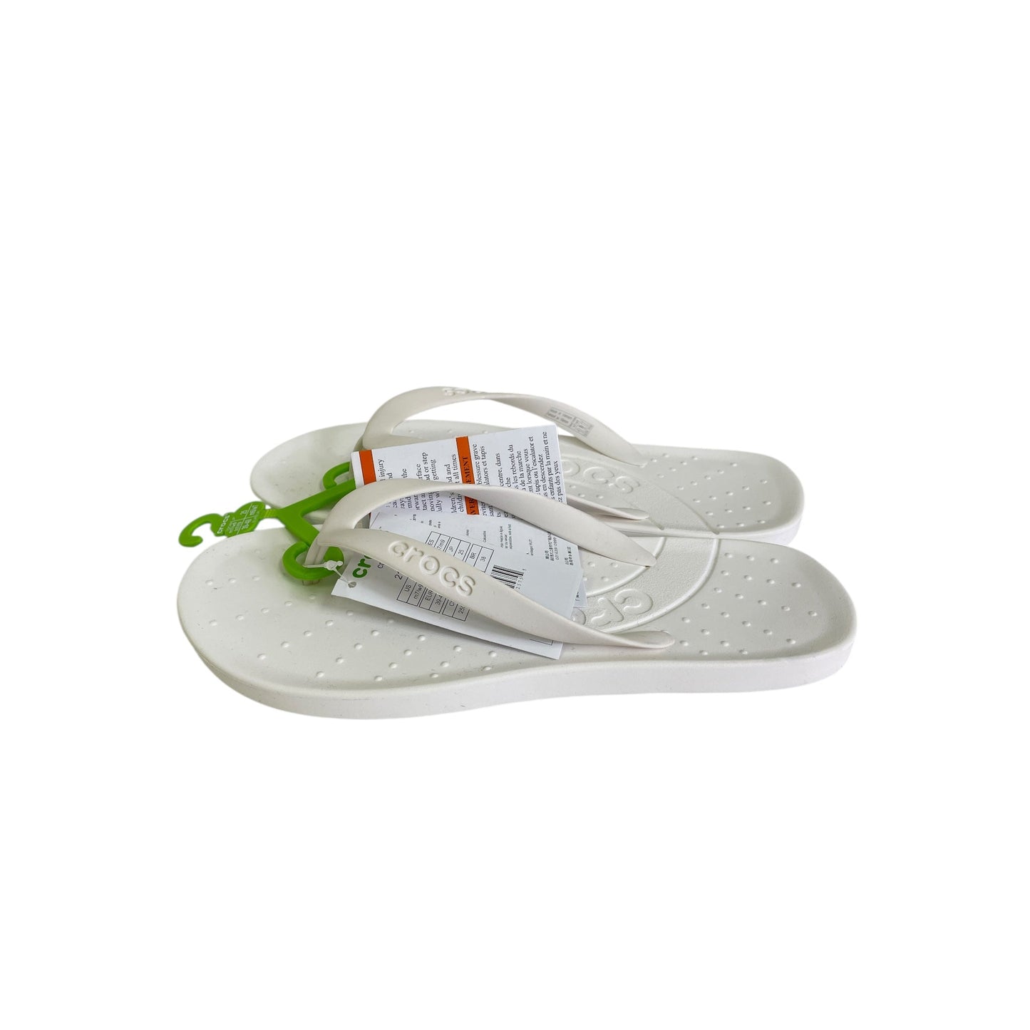 Sandals Flip Flops By Crocs In White, Size:9