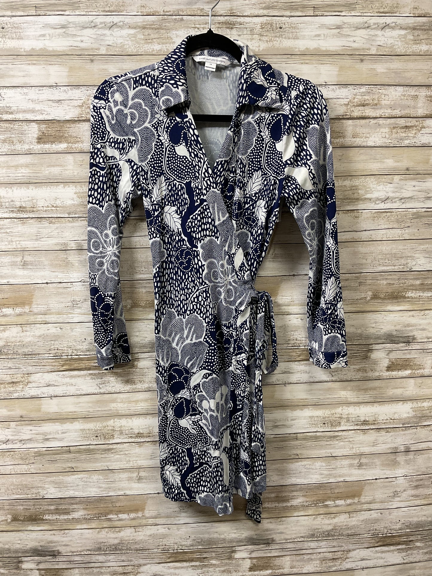 Dress Designer By Diane Von Furstenberg In Blue & White, Size:14